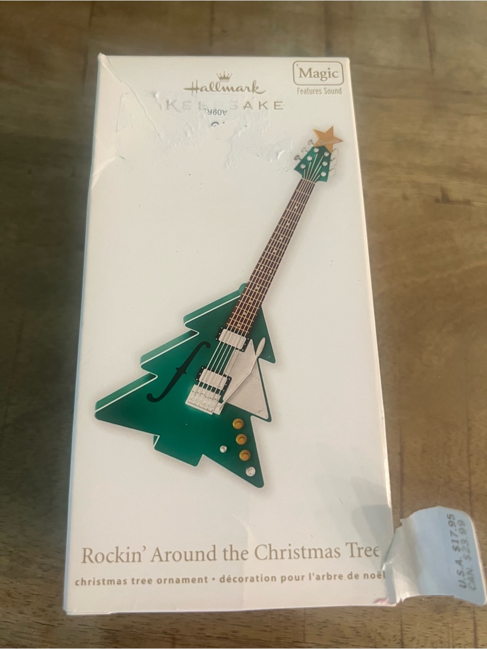 Hallmark Green Tree-Shaped Electric Guitar Ornament